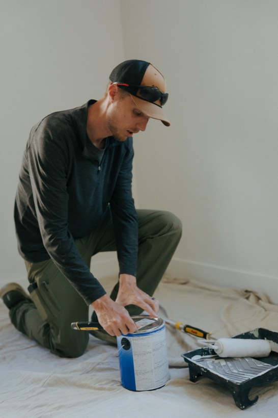 Dave Arthur prepping paint for an interior touch-up